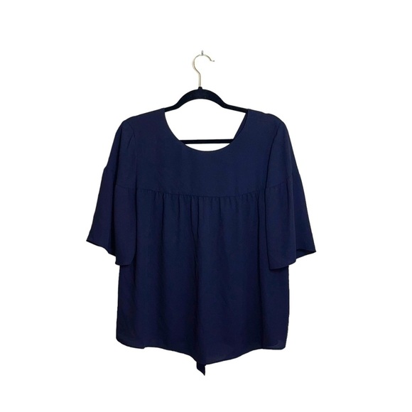 Ann Taylor Navy Blue Flare Sleeve Tie Back Blouse Medium Women’s - Picture 11 of 11